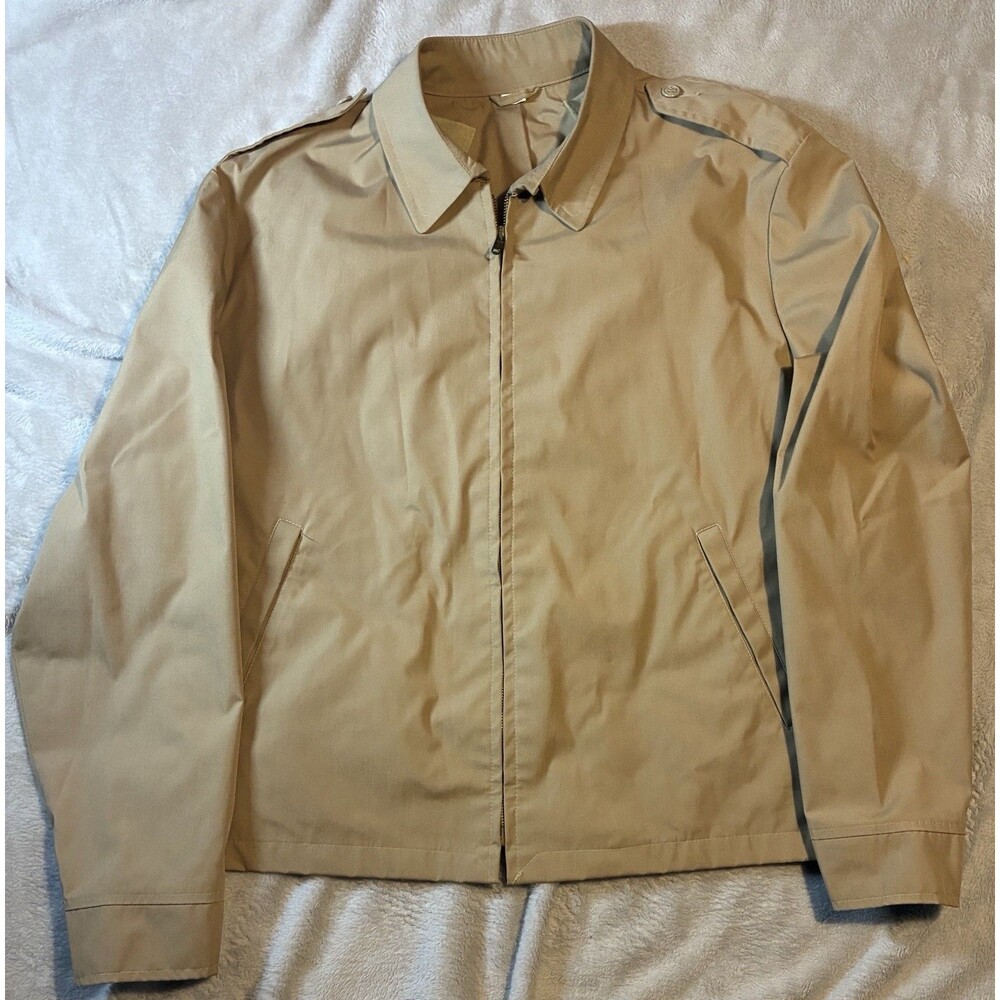 Vintage US Navy 1980’S Uniform Neptune Windbreaker Jacket Mens 40L Tan Made USA*
